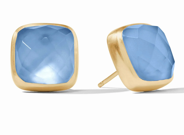 Catalina Stud- Iridescent Chalcedony Blue