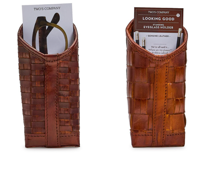 Chestnut Woven Leather Eyeglass Holder