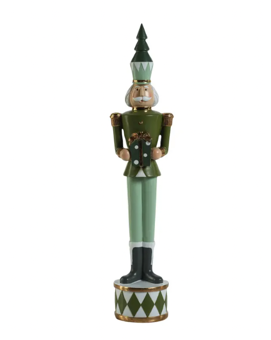 Nutcracker soldier w/ gift box, 18.5