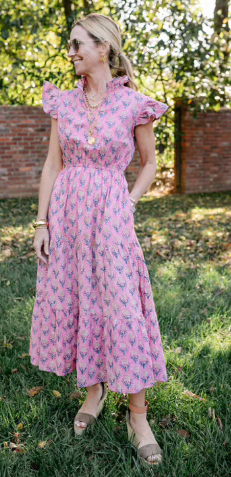 Tillie Dress in Pink Block