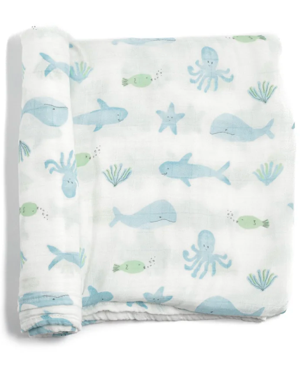 Bamboo Muslin Swaddle Blanket- Under the Sea