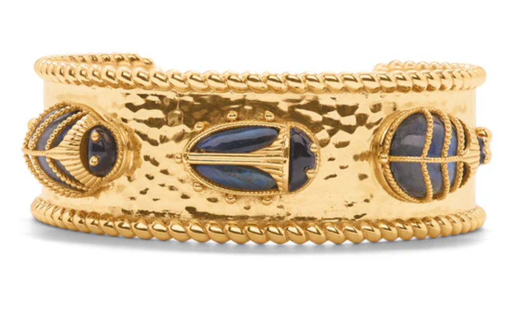 Scarab Family Cuff in Blue Labrodrite/Black Agate