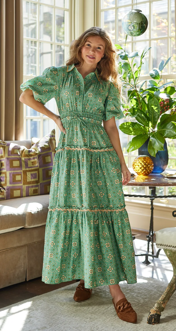 Banyan Street Puff Sleeve Dress- Starry Night Blue