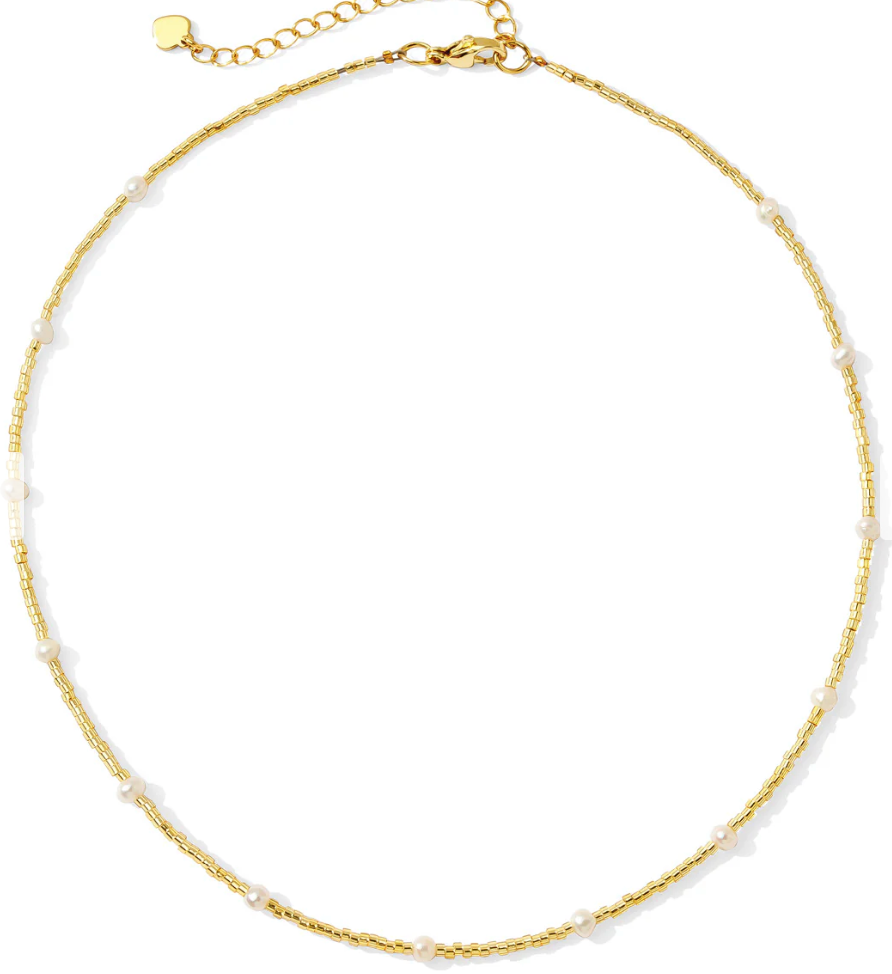 Short Pearl Accented Miyuki Necklace