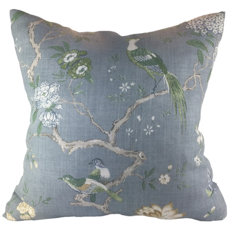 Oriental Bird Soft Blue Pillows