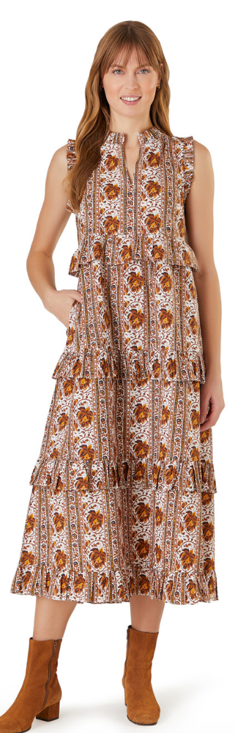 Mumbai Stripe Brown Julia Dress