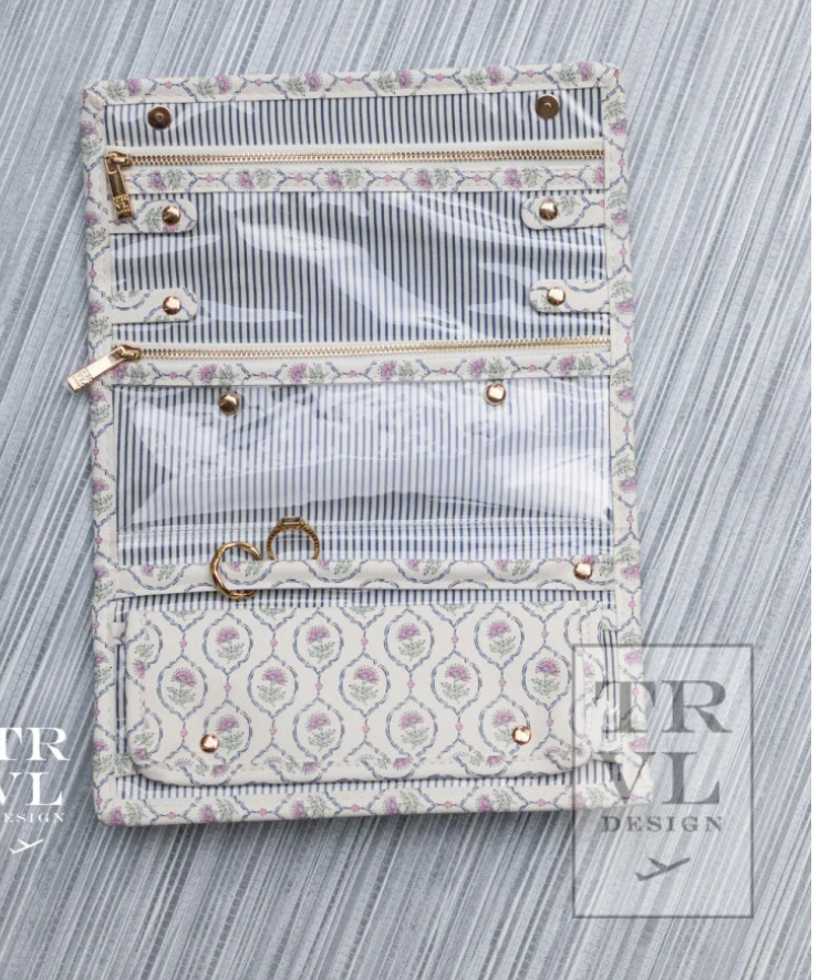 Luxe Jewelry Wallet Antibes with Navy Pinstripe Liner