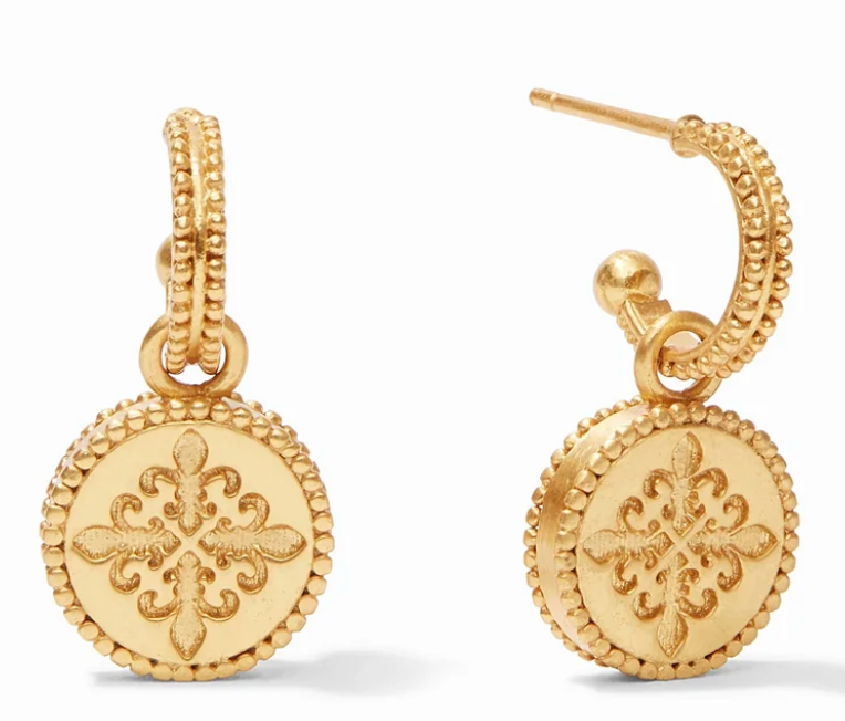 Fleur de Lis Hoop and Charm Earring