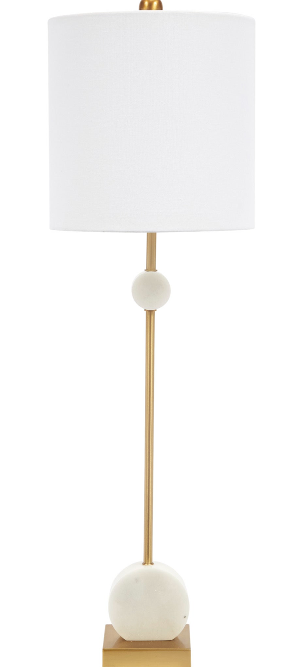 Wren White Marble Disc Buffet Lamp