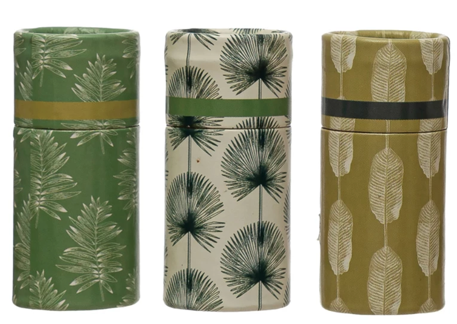 Tube Matchbox with Leaves Print