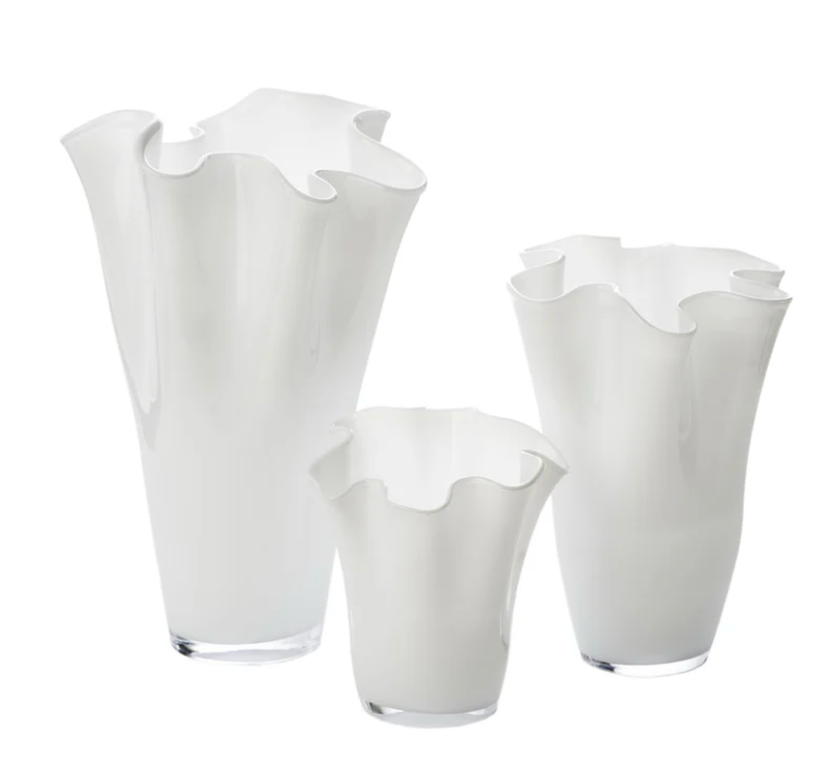 White Ruffle Vase- Small