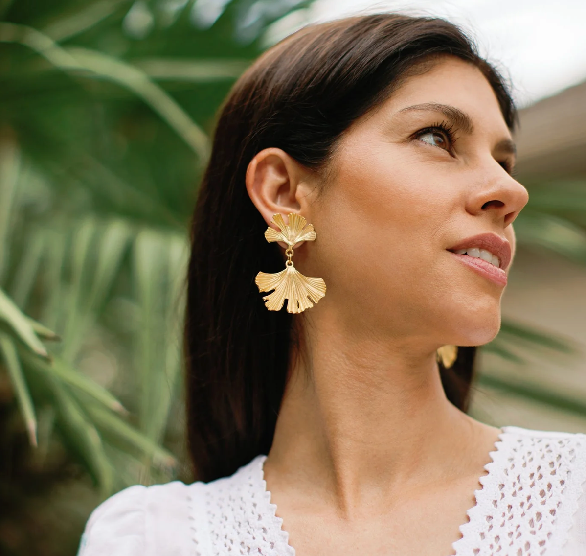 Gold Ginkgo Leaf Earring