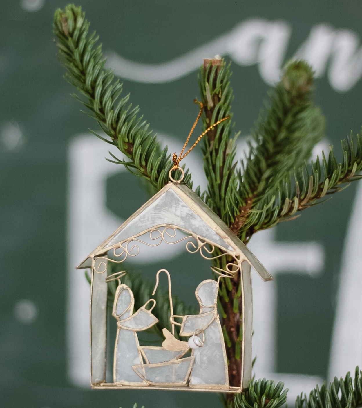 3" Capiz Nativity House Ornament