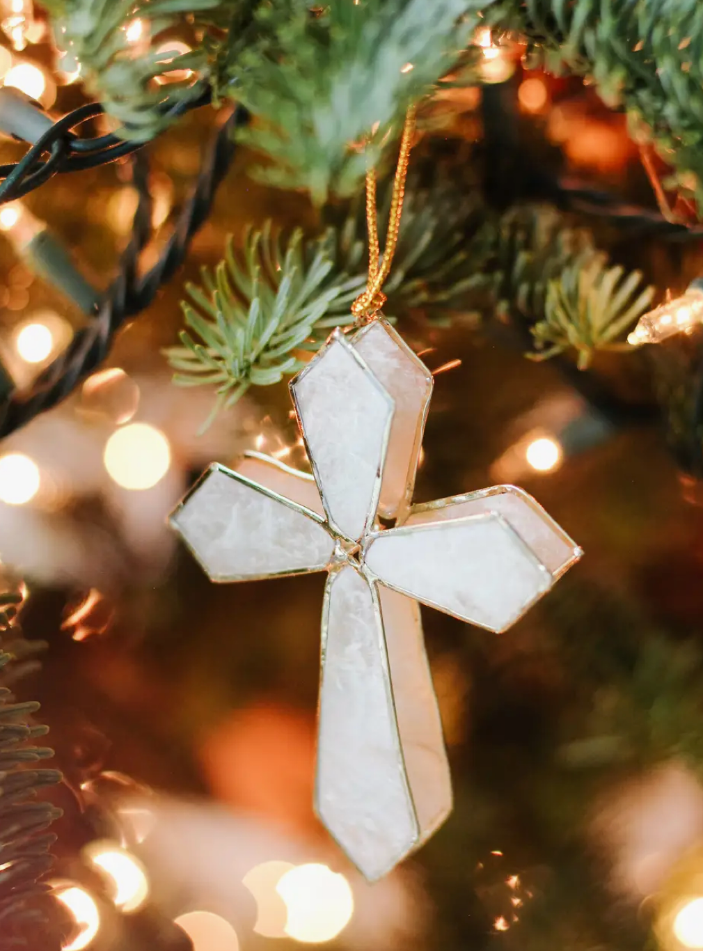 4" 3D Capiz Cross Ornament
