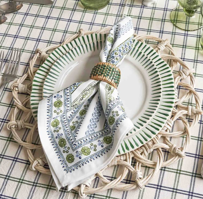 Sitio Stripe Dessert/Salad Plate - Green