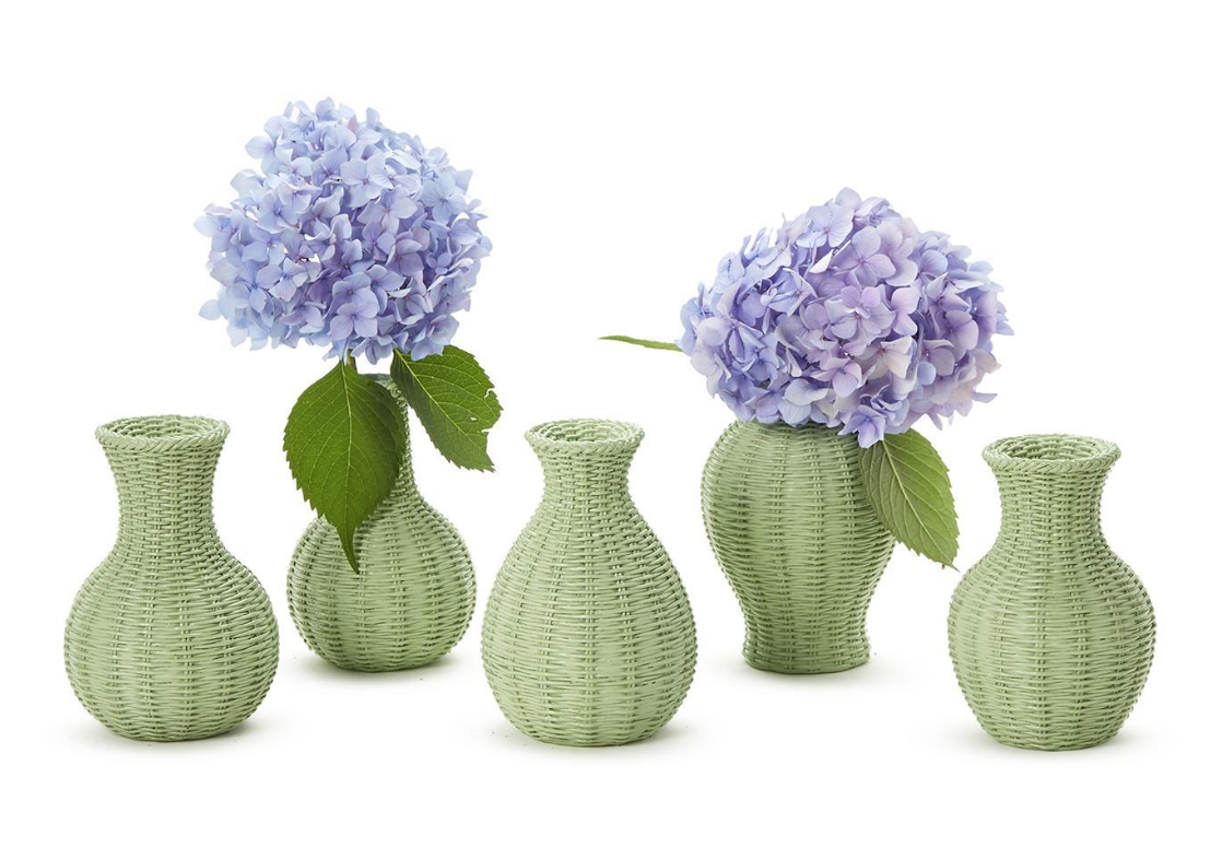 Verdigris Green Basket Weave Pattern Vase