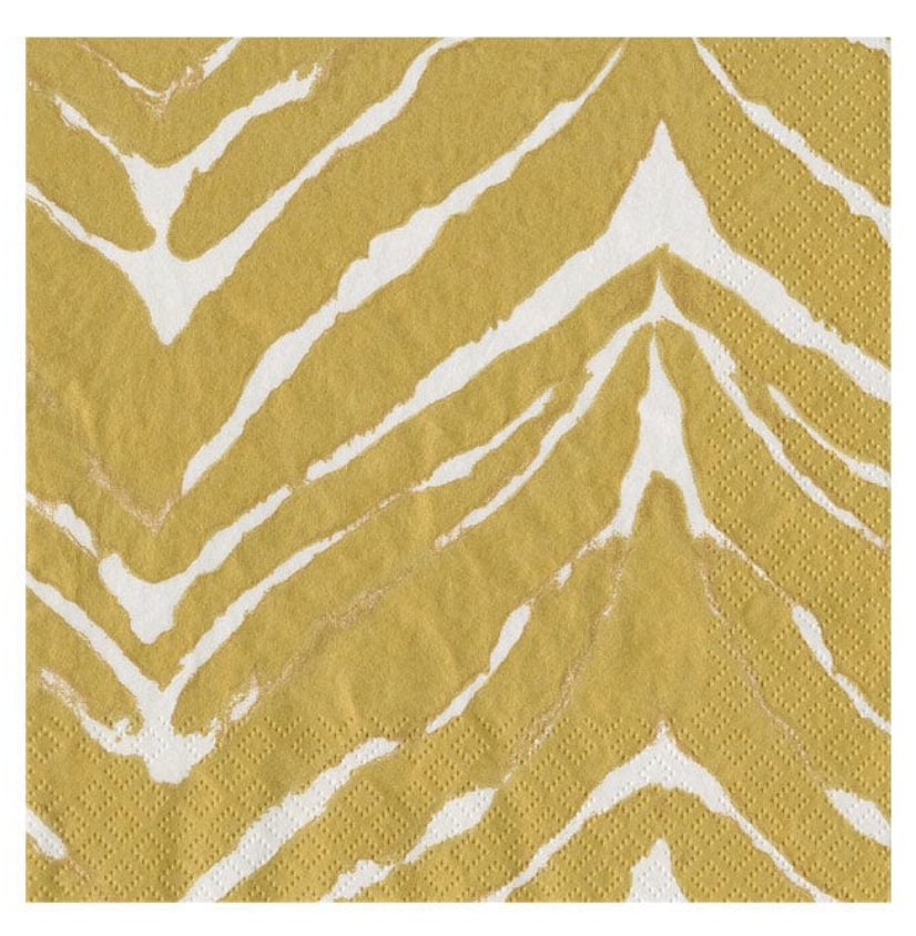 Go Wild White/Gold Cocktail Napkin