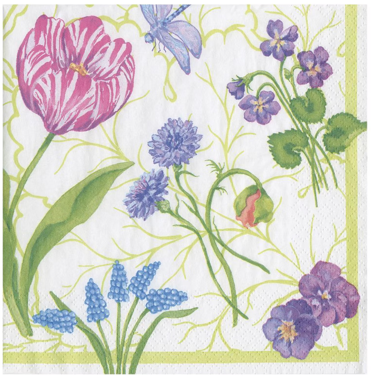 Floral Majolica Cocktail Napkin