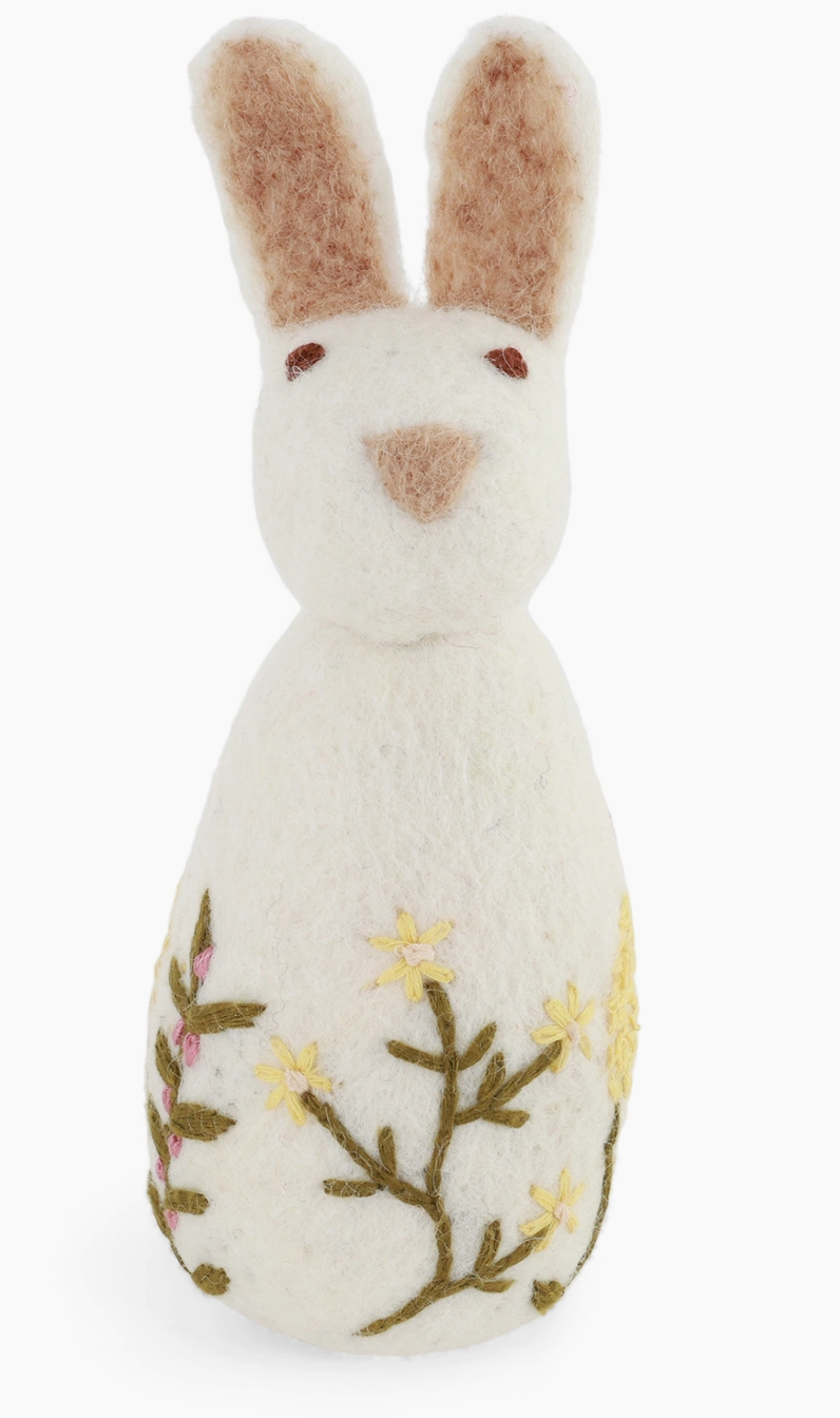 Big Bunny with Flower Embroidery