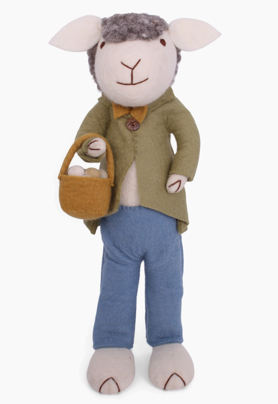 X-Large Grey Sheep w/Green Jacket & Egg Basket