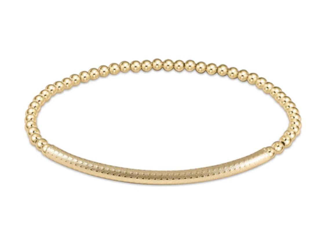 Enewton Extends- Bliss Bar Gold 3mm Bead Bracelet Textured Gold