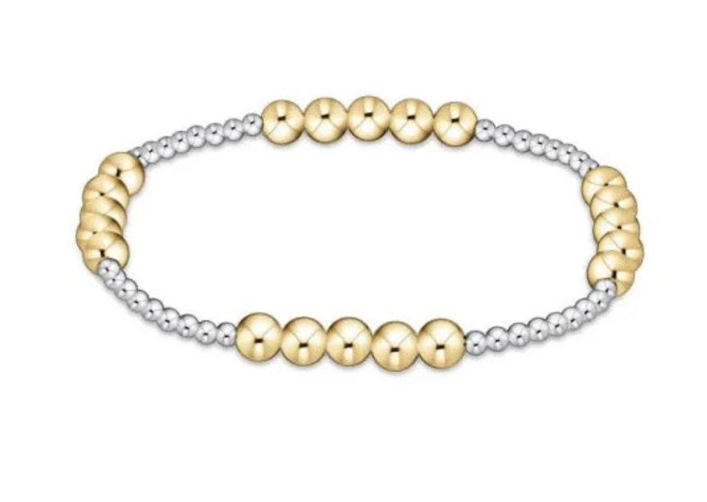 Classic Blissful Pattern 2mm Bead Bracelet - 4mm Mixed Metal
