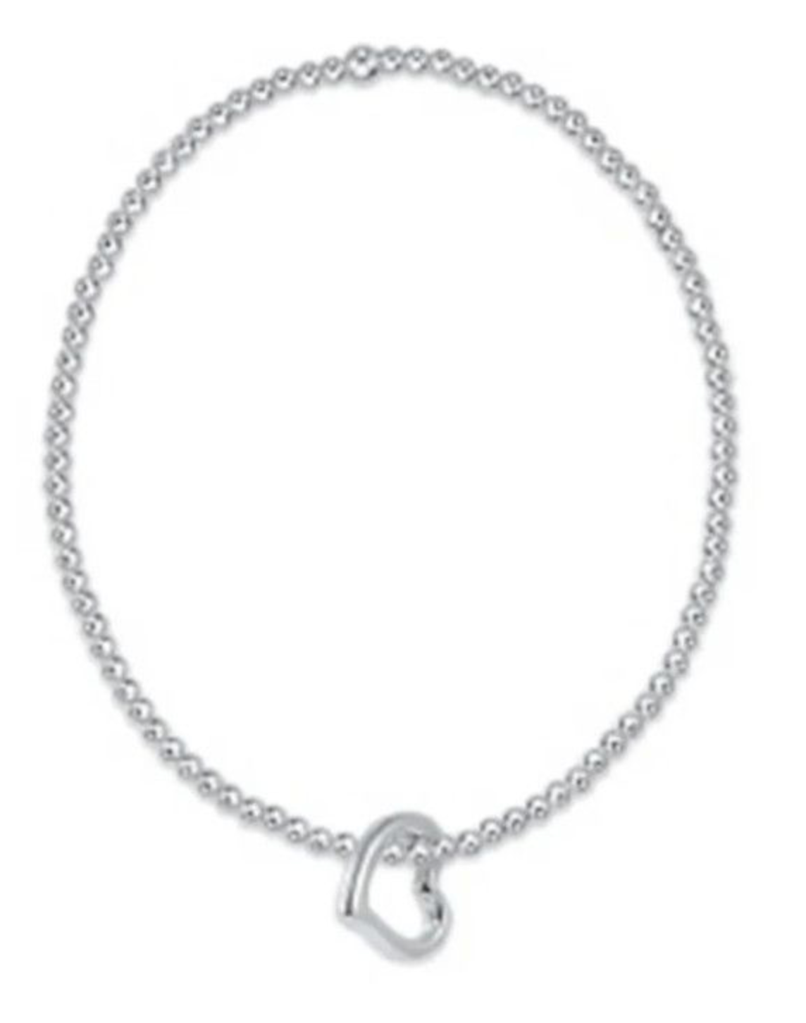 classic silver 2.5mm bead bracelet - love silver charm