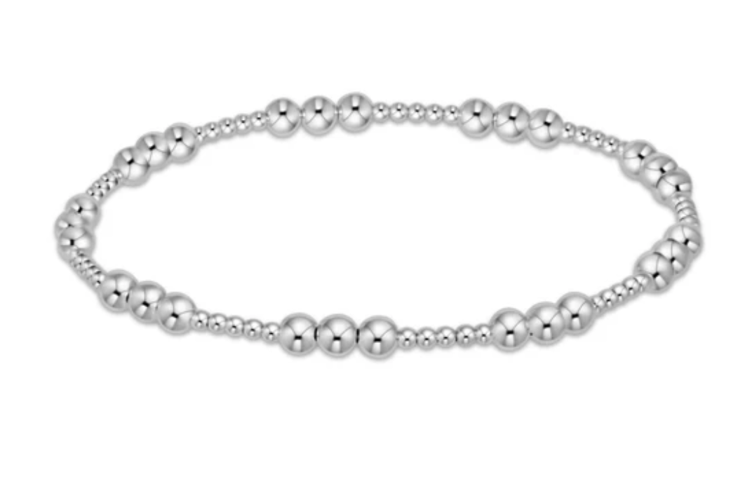 classic joy pattern 4mm bead bracelet - sterling