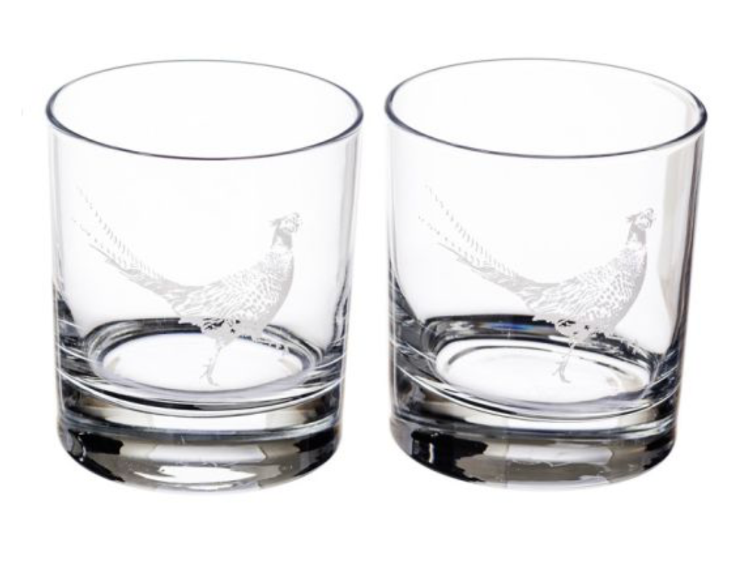 2 Glass Tumblers - Pheasant