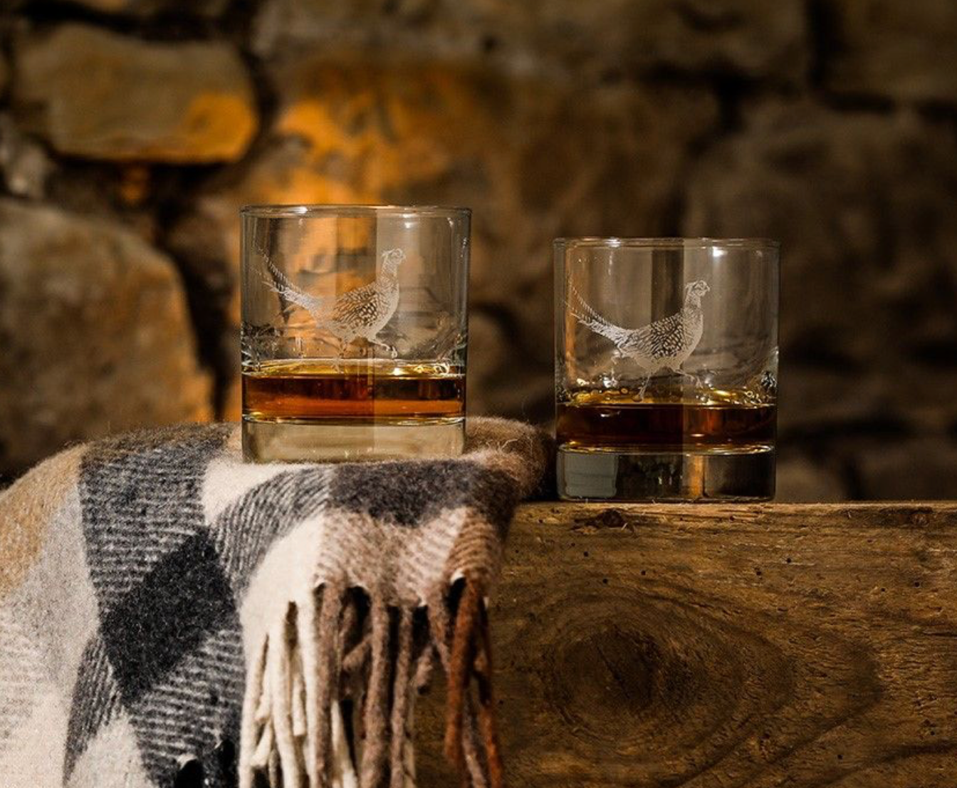 2 Glass Tumblers - Pheasant