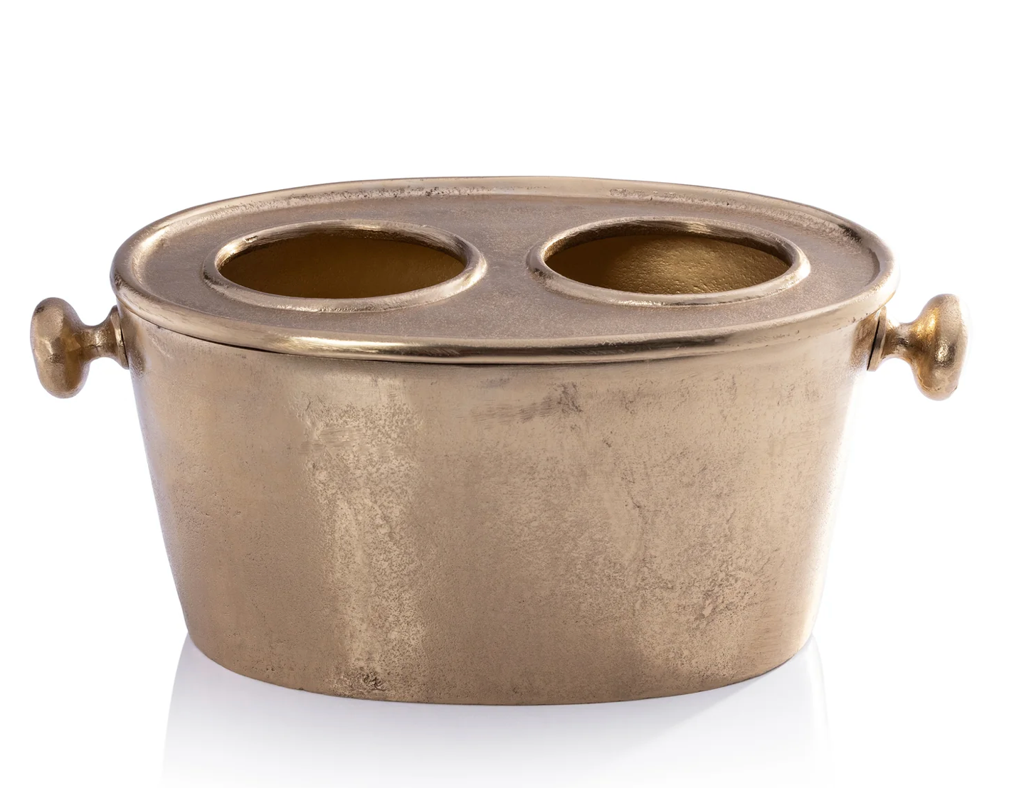 Raw Aluminum Two Bottle Wine Holder - Gold