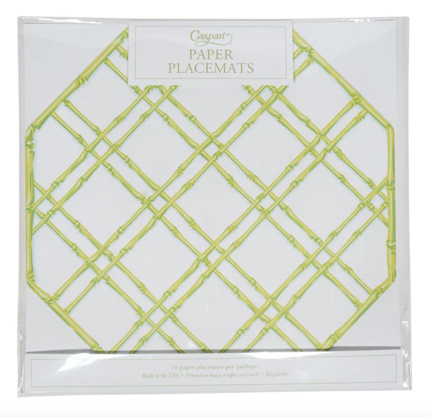 Set of 12 - Bamboo Screen Moss Green Paper Placemats