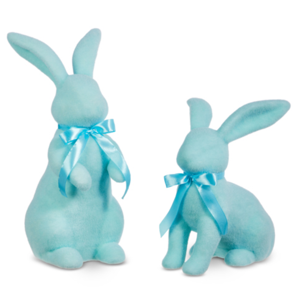 16" Pastel Blue Flocked Bunny
