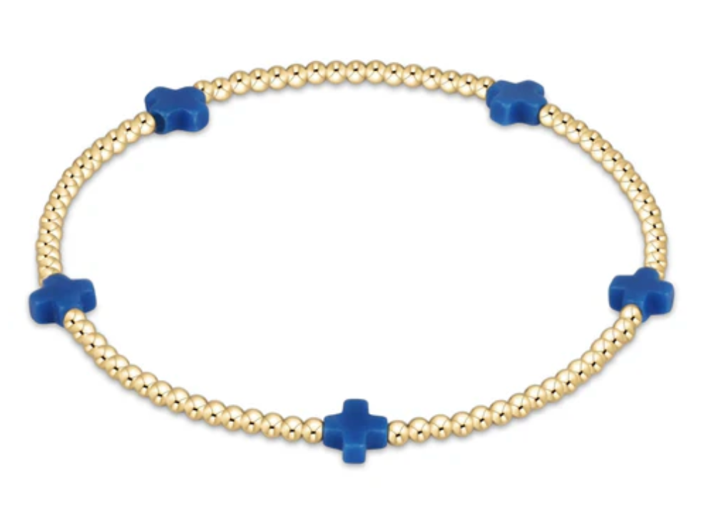 Signature Cross Small Gold Pattern 2mm Bead Bracelet