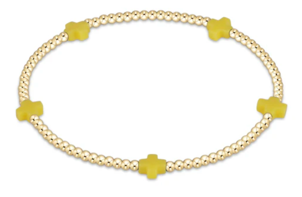Signature Cross Small Gold Pattern 2mm Bead Bracelet