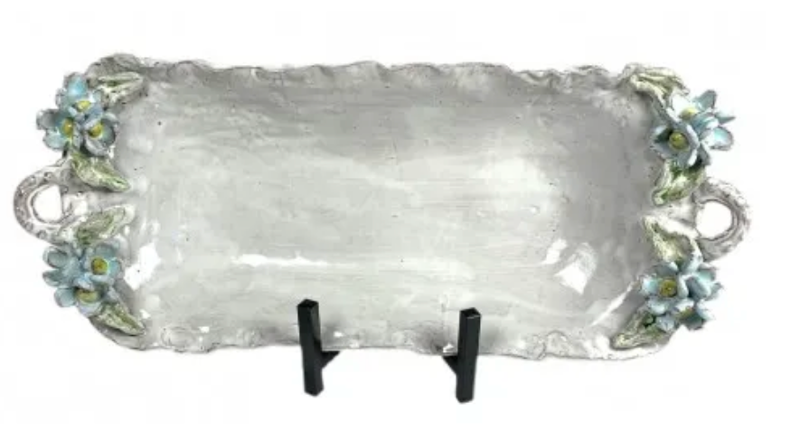 Tray with Flower on Handles