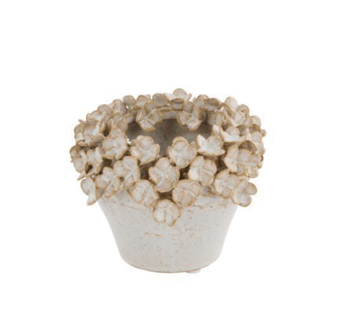 4.5" DIA x 3.25" H Stoneware Pot Cream/Beige
