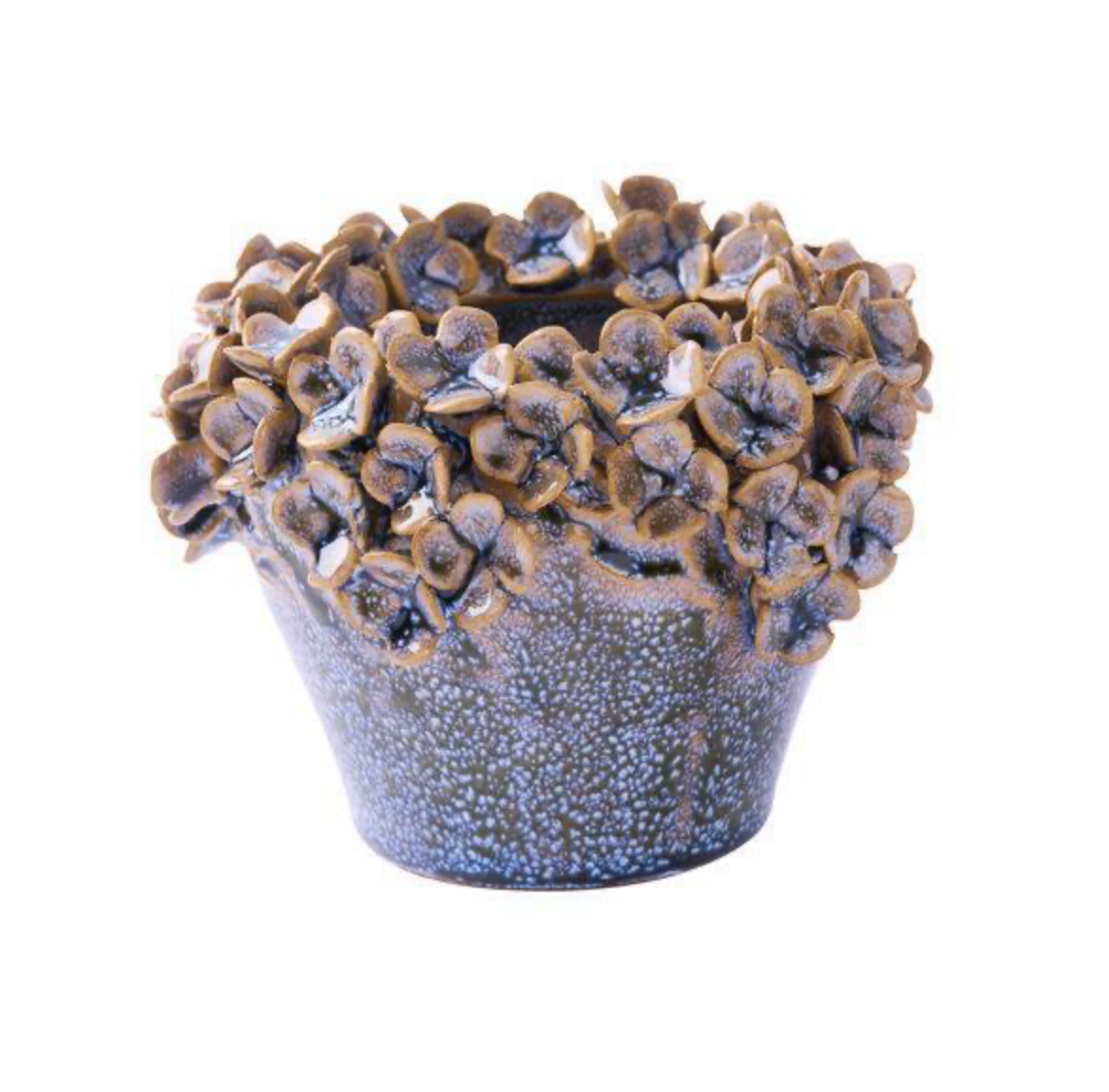4.5" DIA x 3.25" H Stoneware Pot Blue/Beige