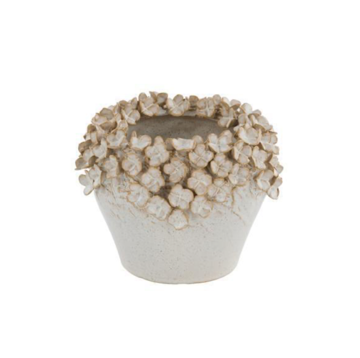 6" DIA x 4.5" H Stoneware Pot Cream/Beige