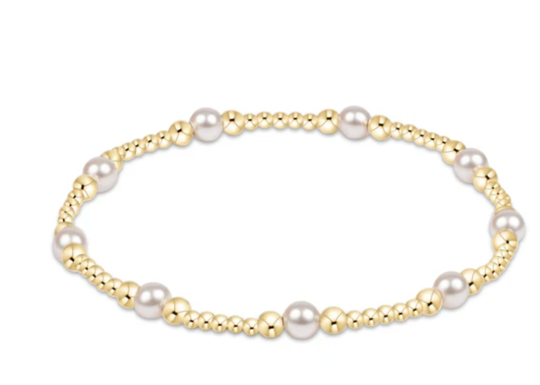 classic purpose pattern 4mm bead bracelet - pearl
