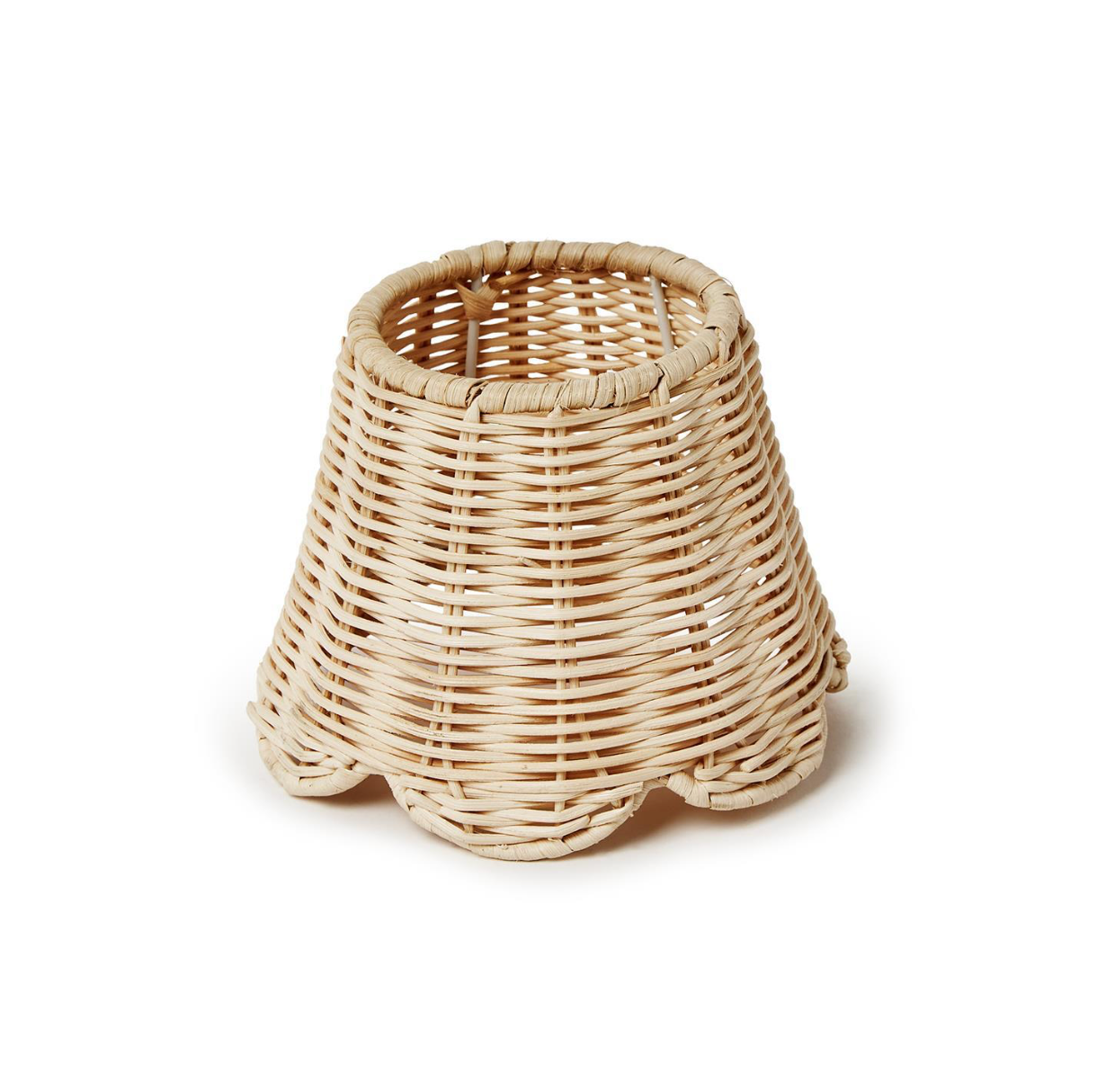 Rattan Lamp Shade Cover with Scallop Edge