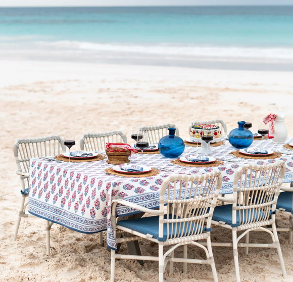 Stephanie Red and Blue Tablecloth