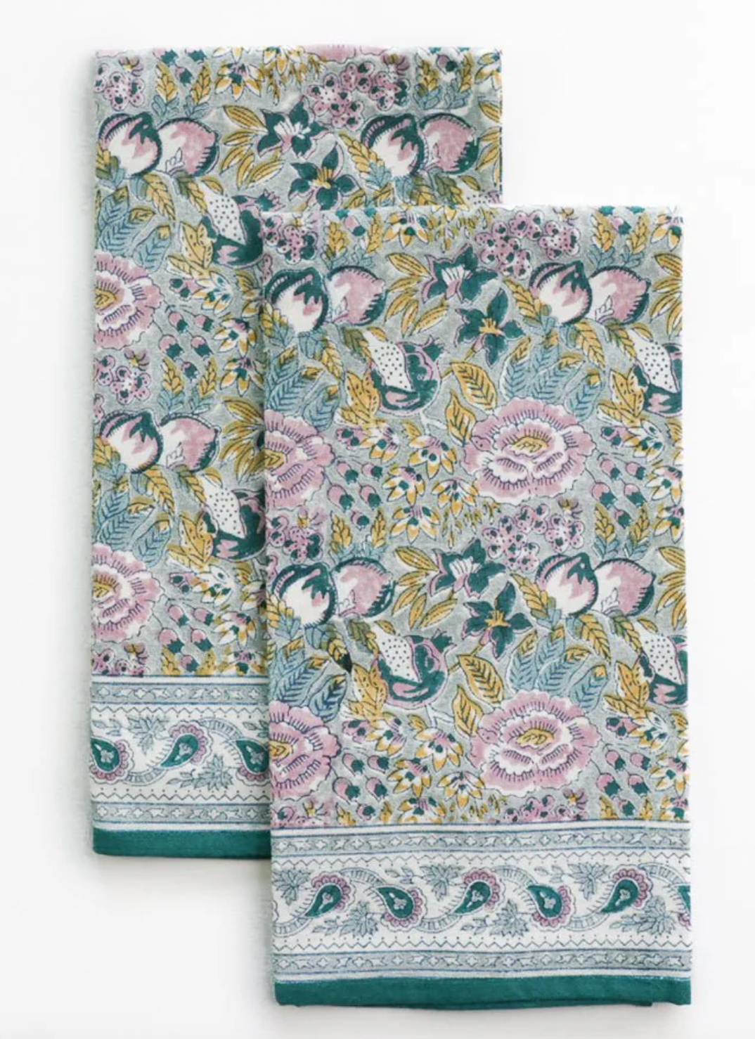 Pomegranate Garden Teal & Lilac Tea Towels