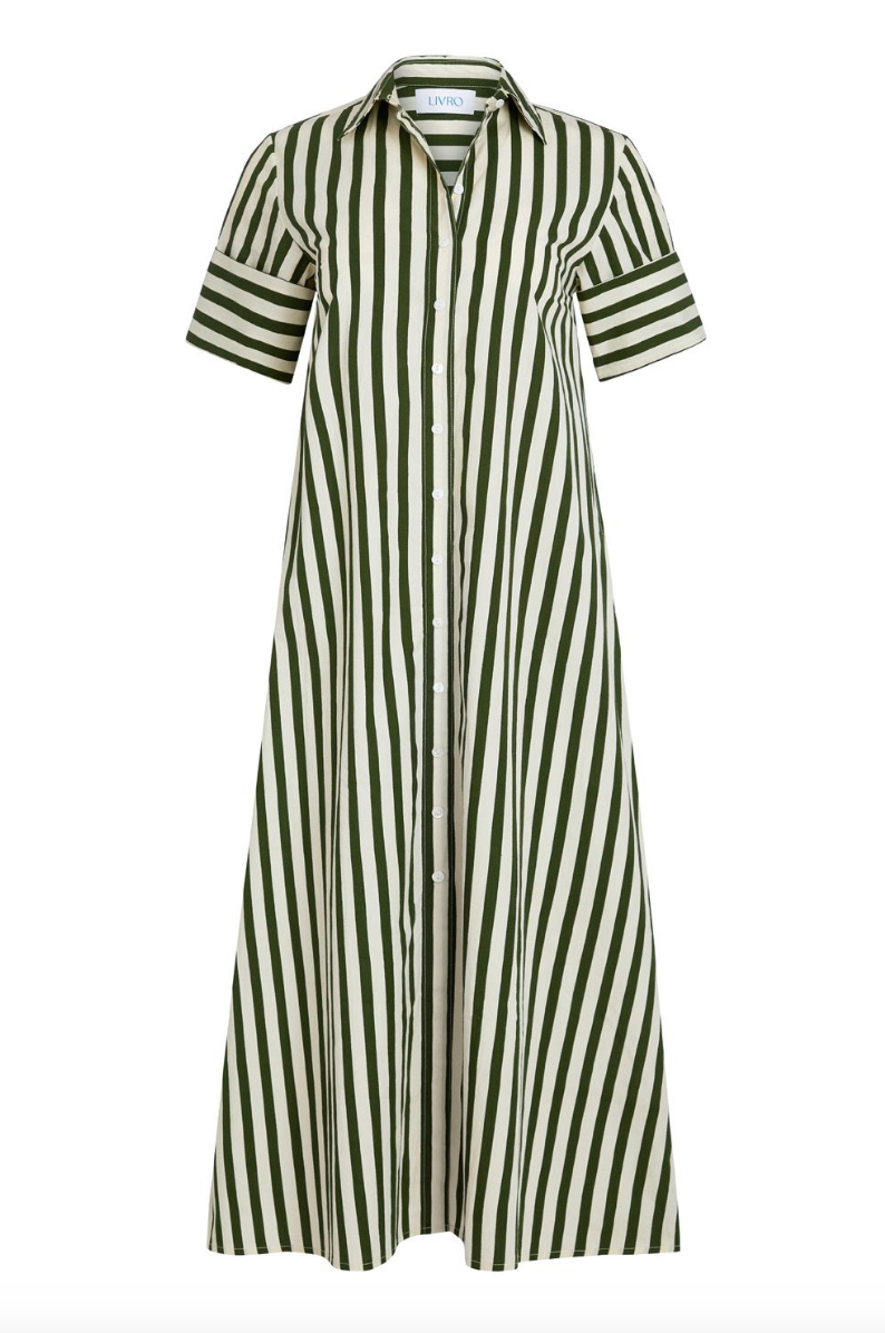 Gibbons Dress, Chive Stripe