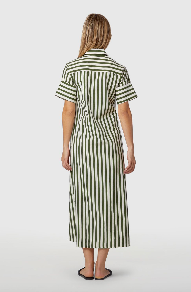 Gibbons Dress, Chive Stripe
