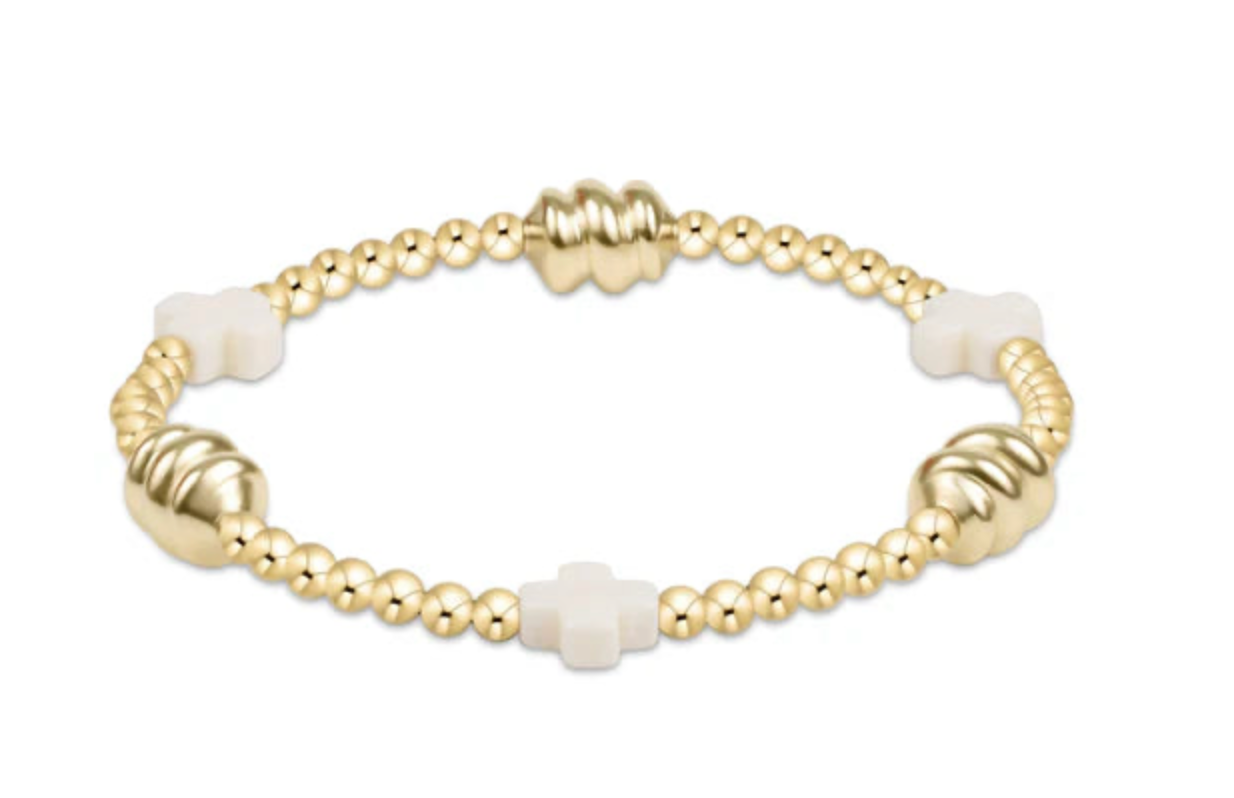 Signature Cross Admire Gold Pattern 3mm- Off White