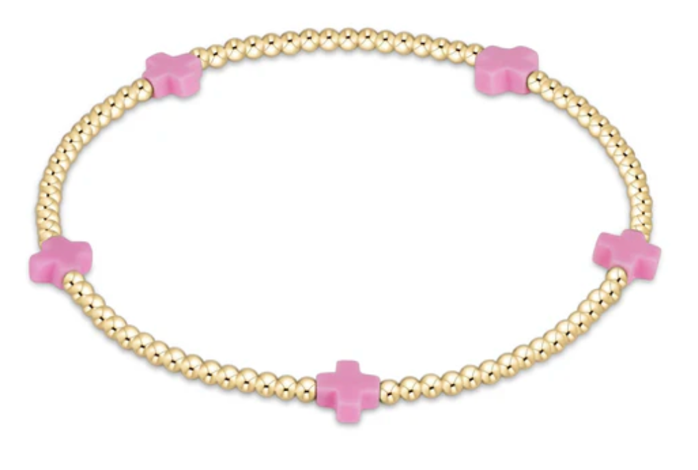 Enewton egirl Signature Cross Small Gold Pattern 2mm Bead Bracelet