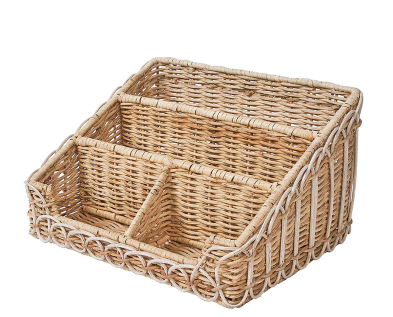 Provence Rattan stationary holder- whitewash