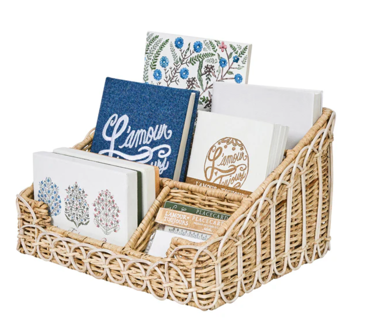 Provence Rattan stationary holder- whitewash