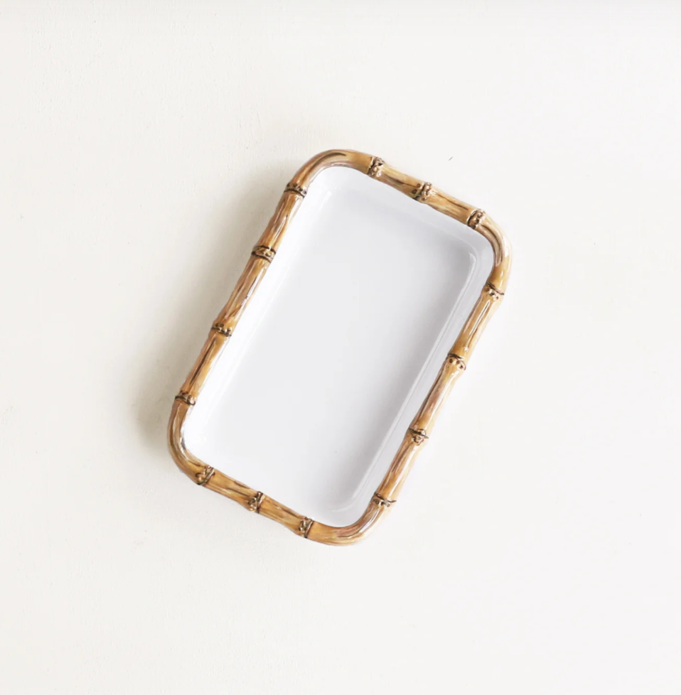 VIDA Bamboo Guest Towel Holder (White and Natural)